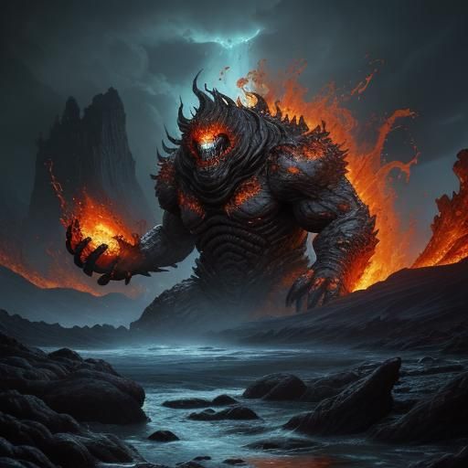 Inferno Titan: Gargantuan Molten Creature Concept Art
