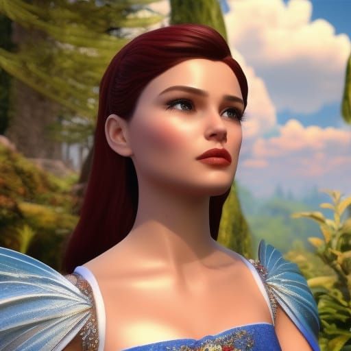 Hyperrealistic Princess in Red Fairycore Style