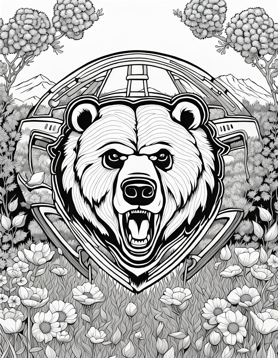 Detailed Bears Football Logo Coloring Page