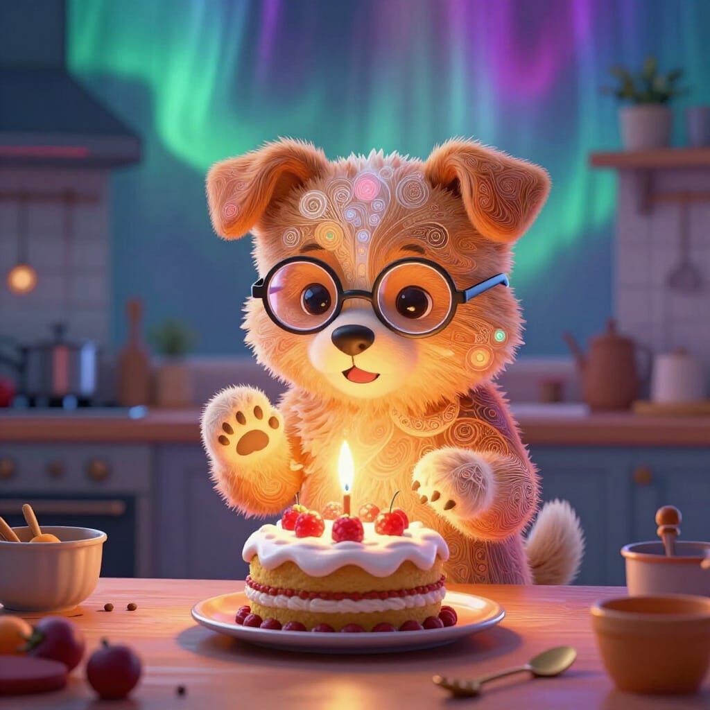 Adorable Puppy Bakes Cake With Magic Spell