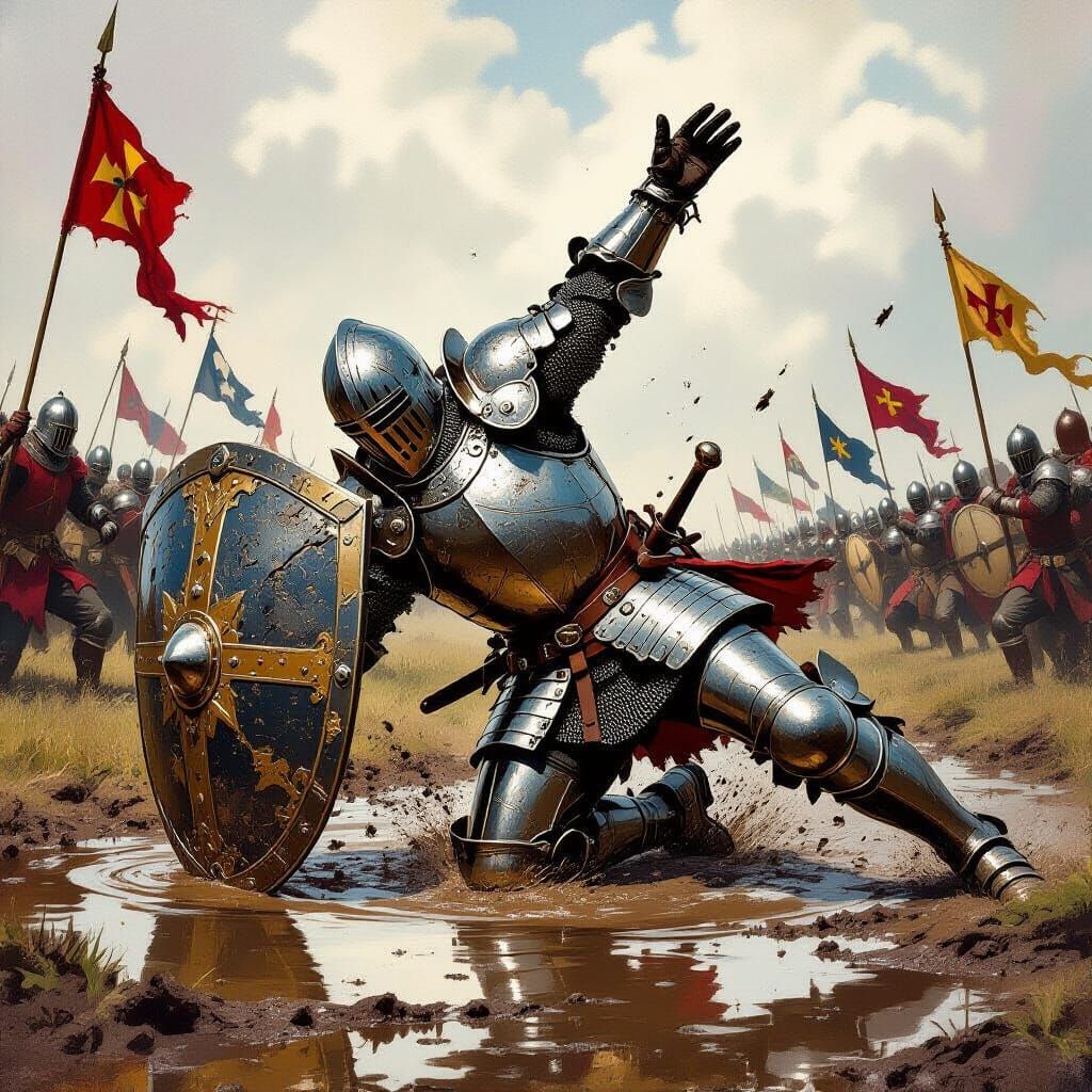 Knight's Muddy Face-Plant: A Medieval Mishap