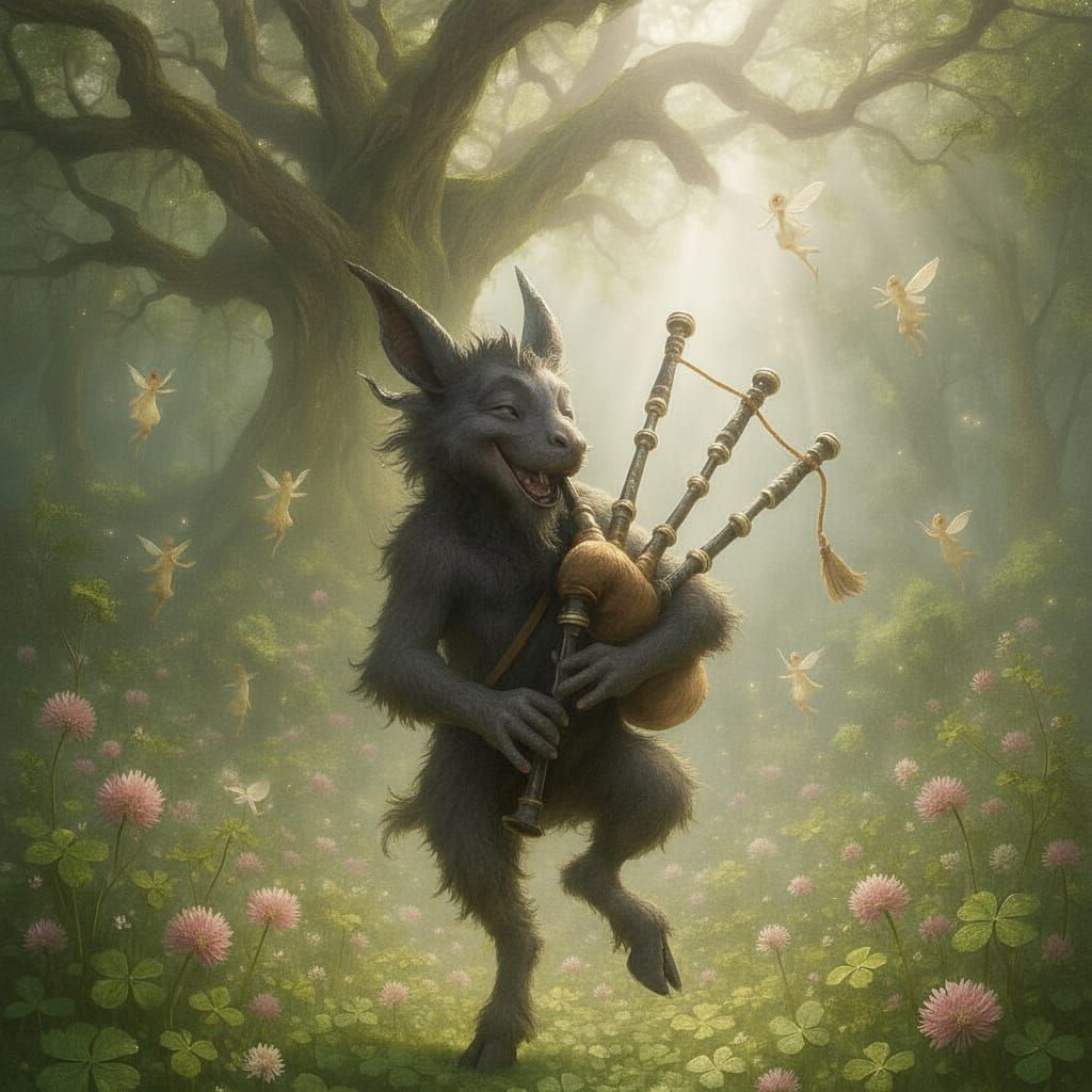 Celtic Puca Dancing in Mystical Forest
