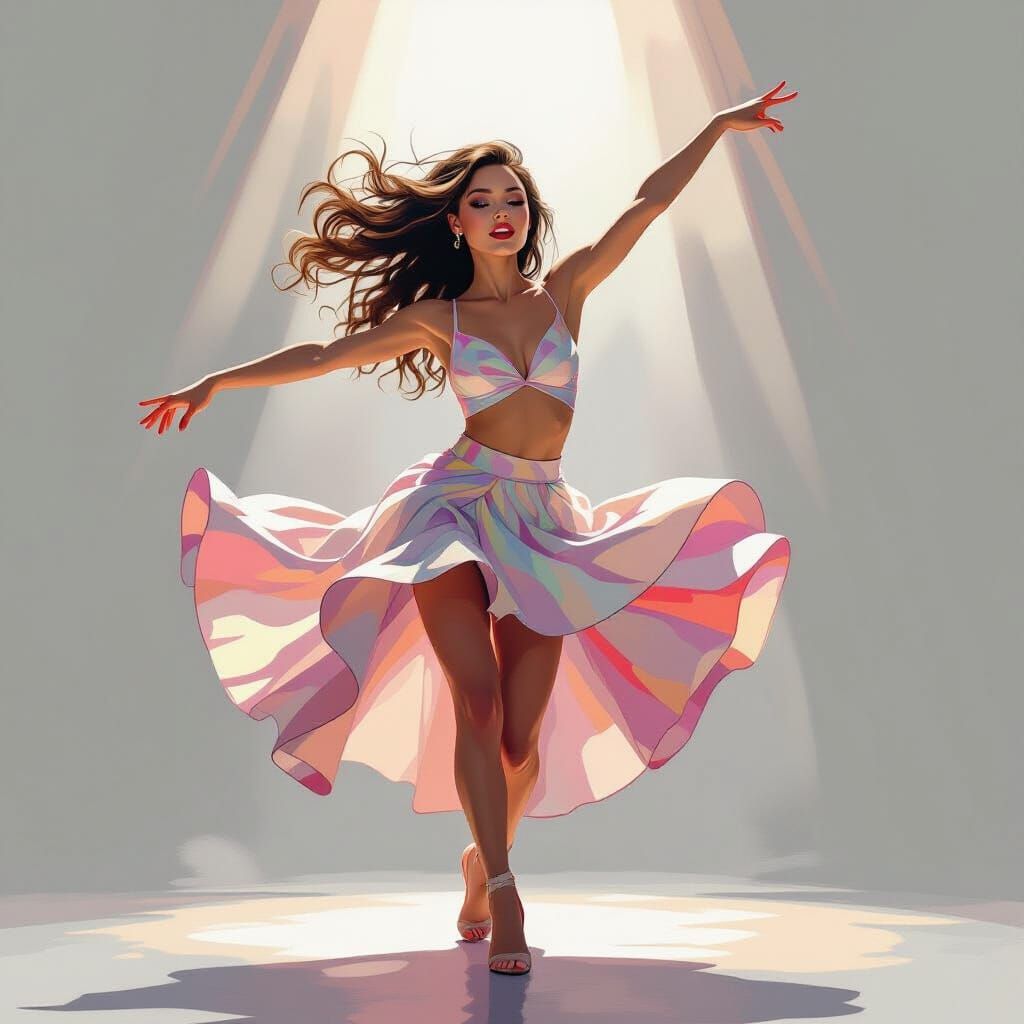 Maddie Ziegler in Energetic Dance Pose, Digital Concept Art