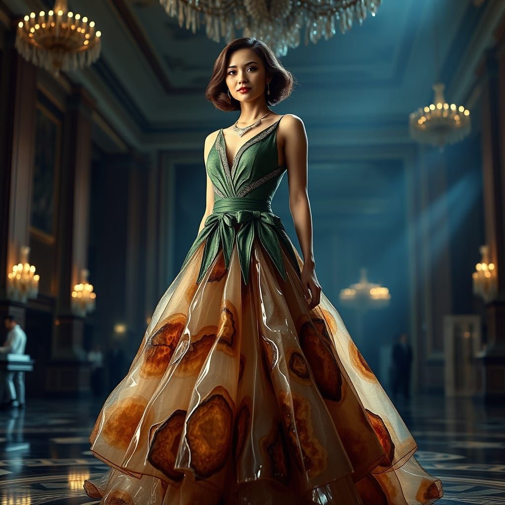 Woman in Crystal Geode Dress, Alphonse Mucha Style