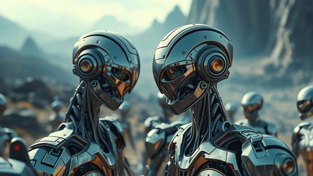 Sub-Atomic Robotic Entities in Futuristic Landscape