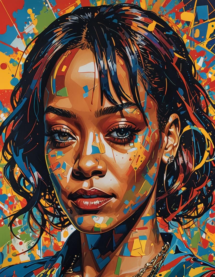 Rihanna Portrait in Style of Marcel Duchamp
