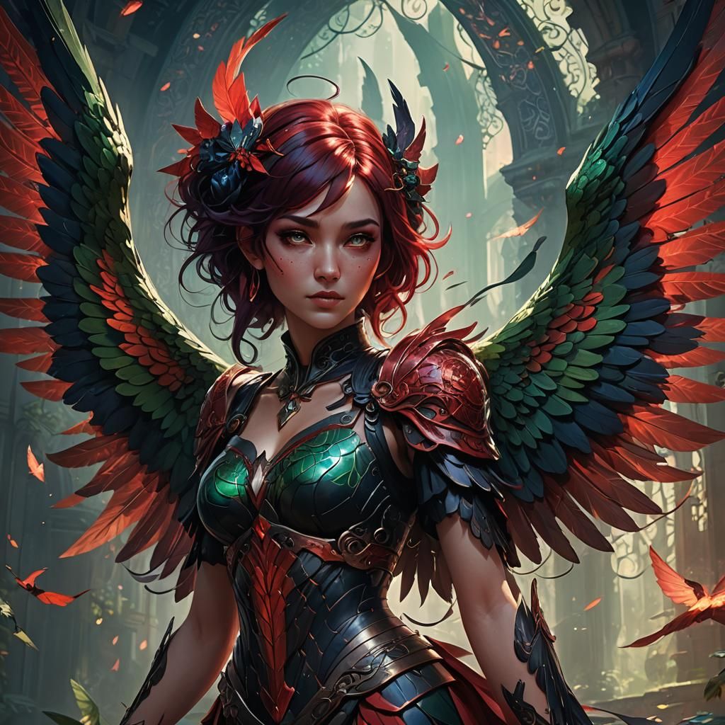 Winged Girl in Dark Fantasy Matte Painting