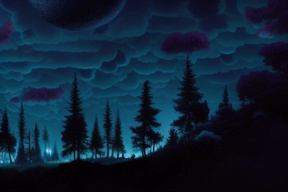Enchanted Forest at Night: A Hyperdetailed Illustration