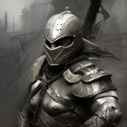 Spartan Warrior Portrait with Bold Brush Strokes