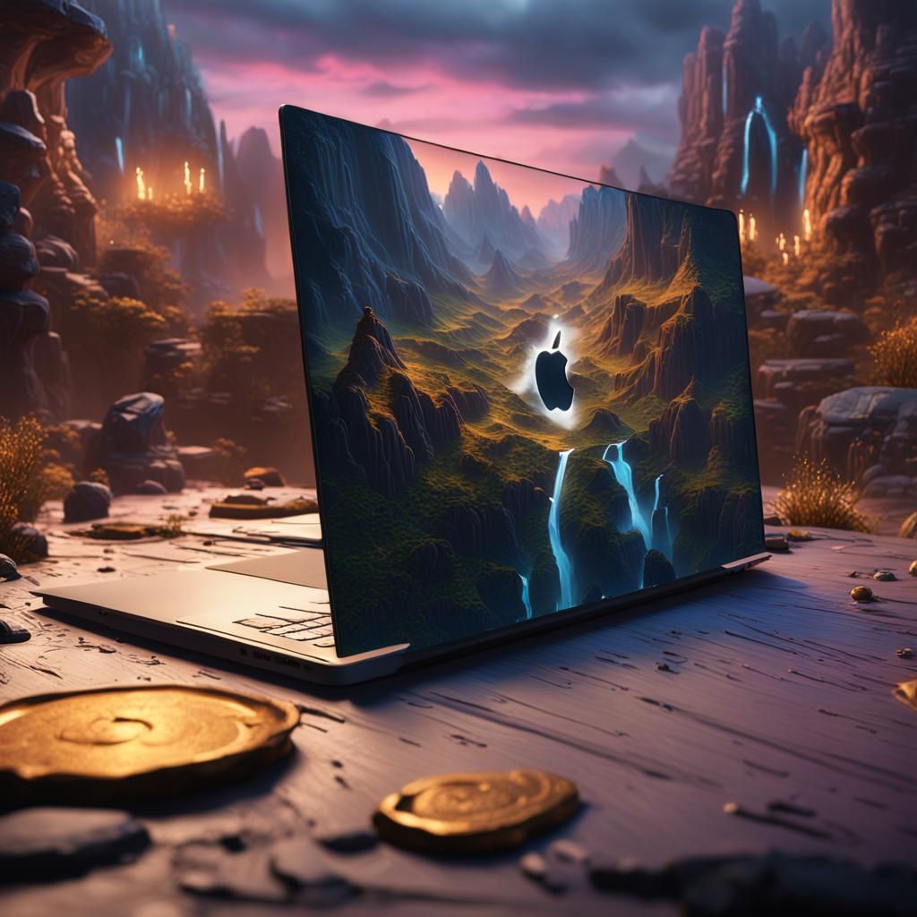 Macbook Laptop as Detailed Matte Painting