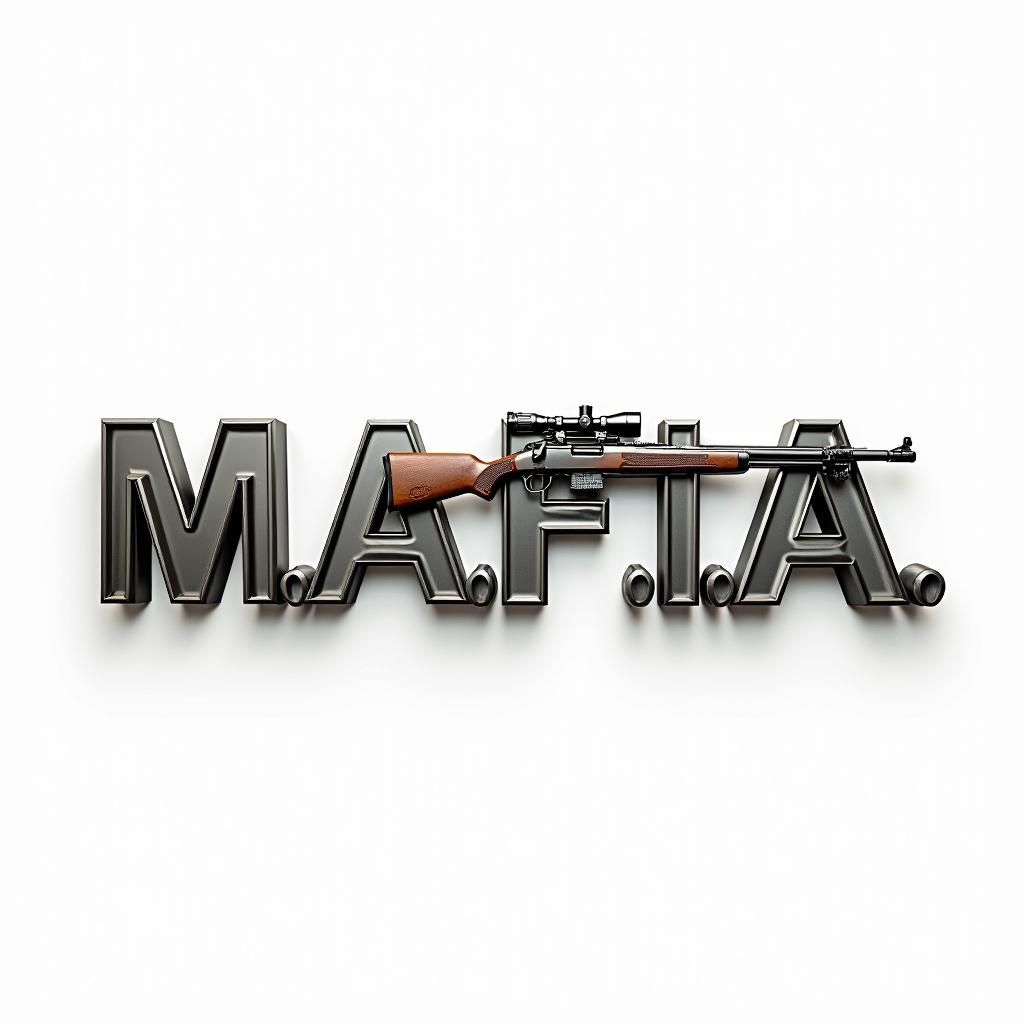Metallic M.A.F.I.A. Text Design with Rifle