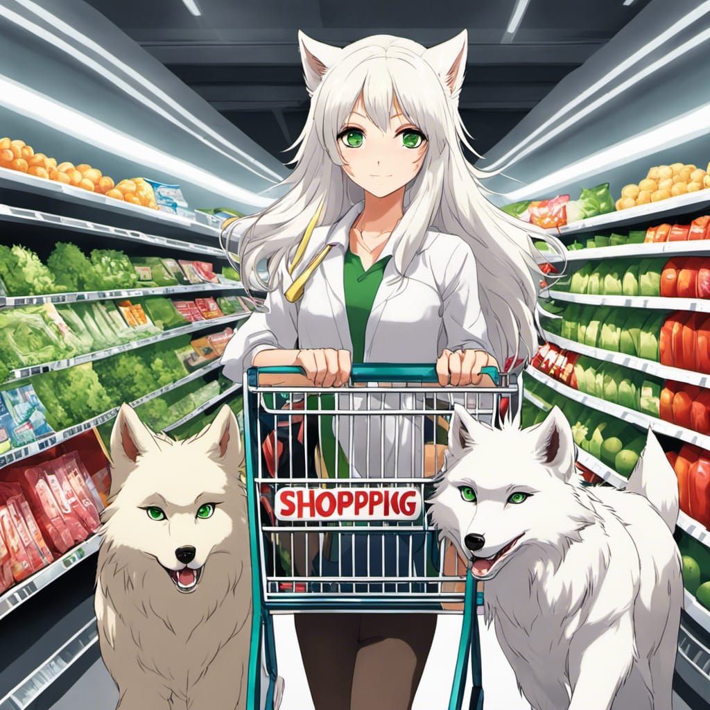 Wolfie and Her Pack Shopping