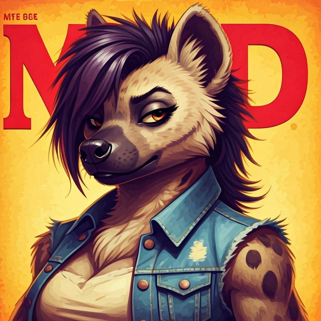 Anthropomorphic Hyena in Freas Watercolor Style