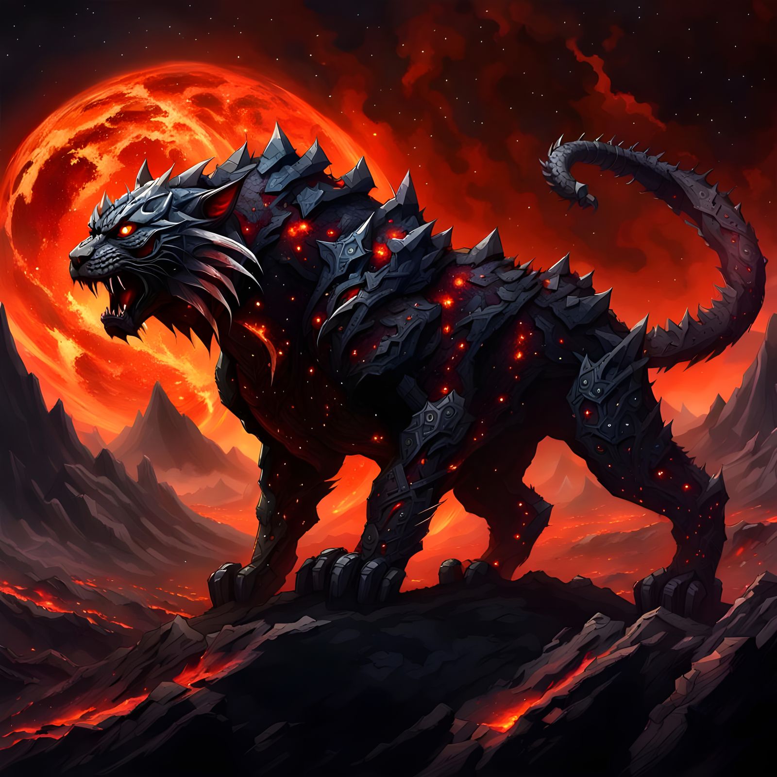 Demonic Cat Dominates a Planet in Space