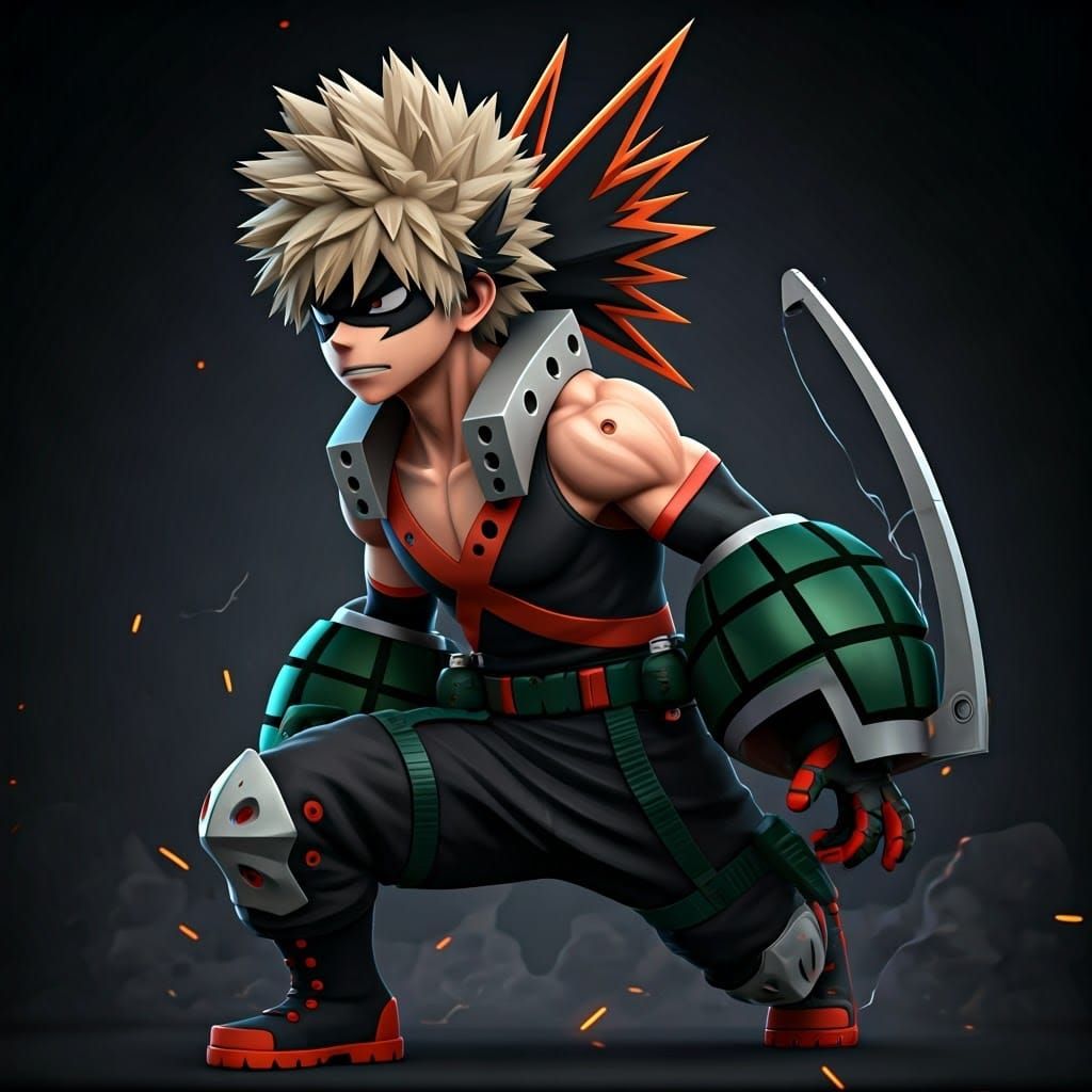 Katsuki Bakugo in Hero Costume: 3D Anime Art