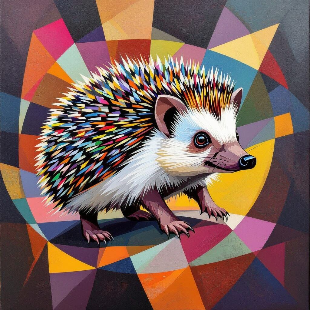 Vibrant Hedgehog Against Kaleidoscopic Geometric Background