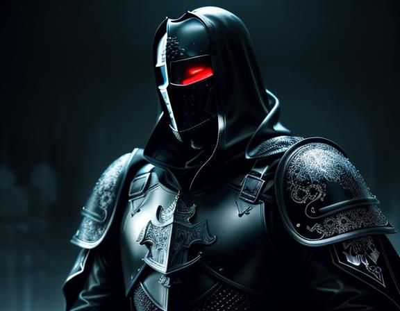 Luminous Black Knight in Expressionist Digital Art