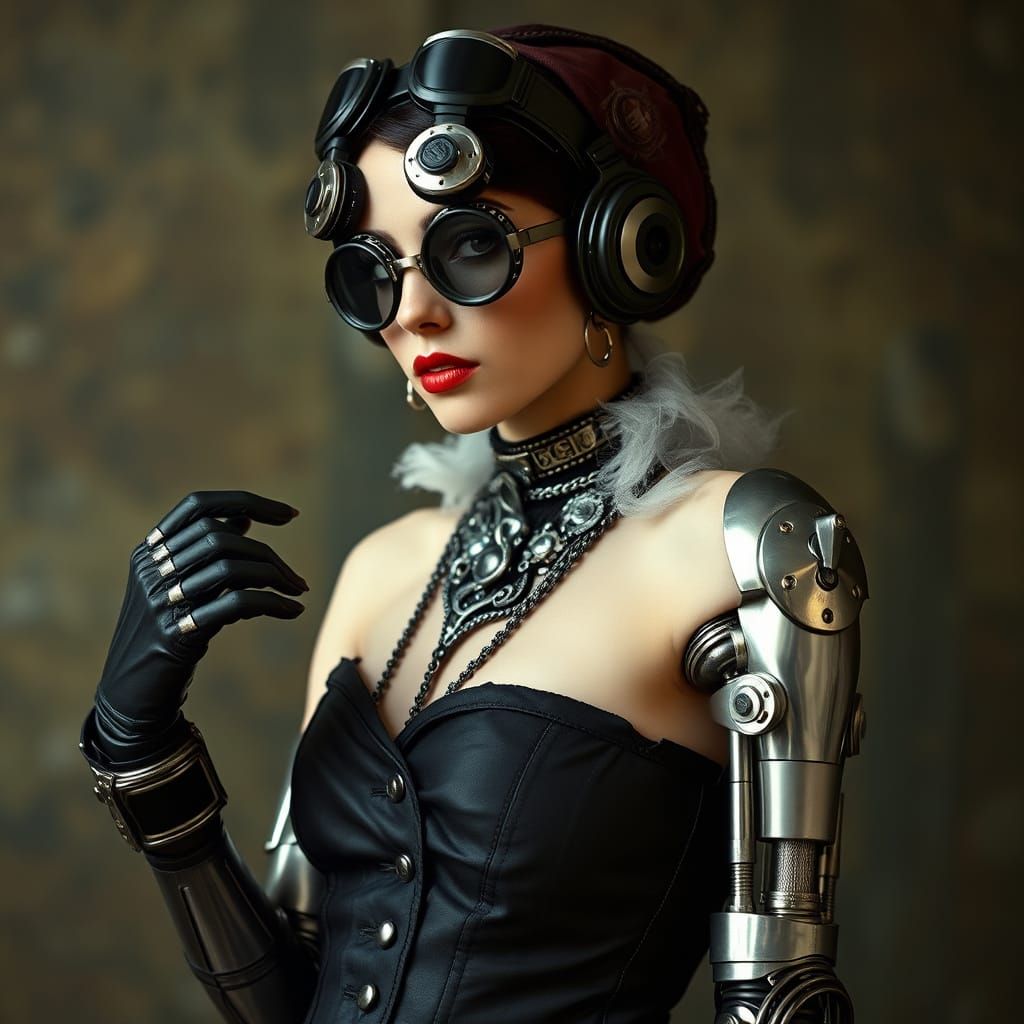 Steampunk Flapper with Metallic Limbs