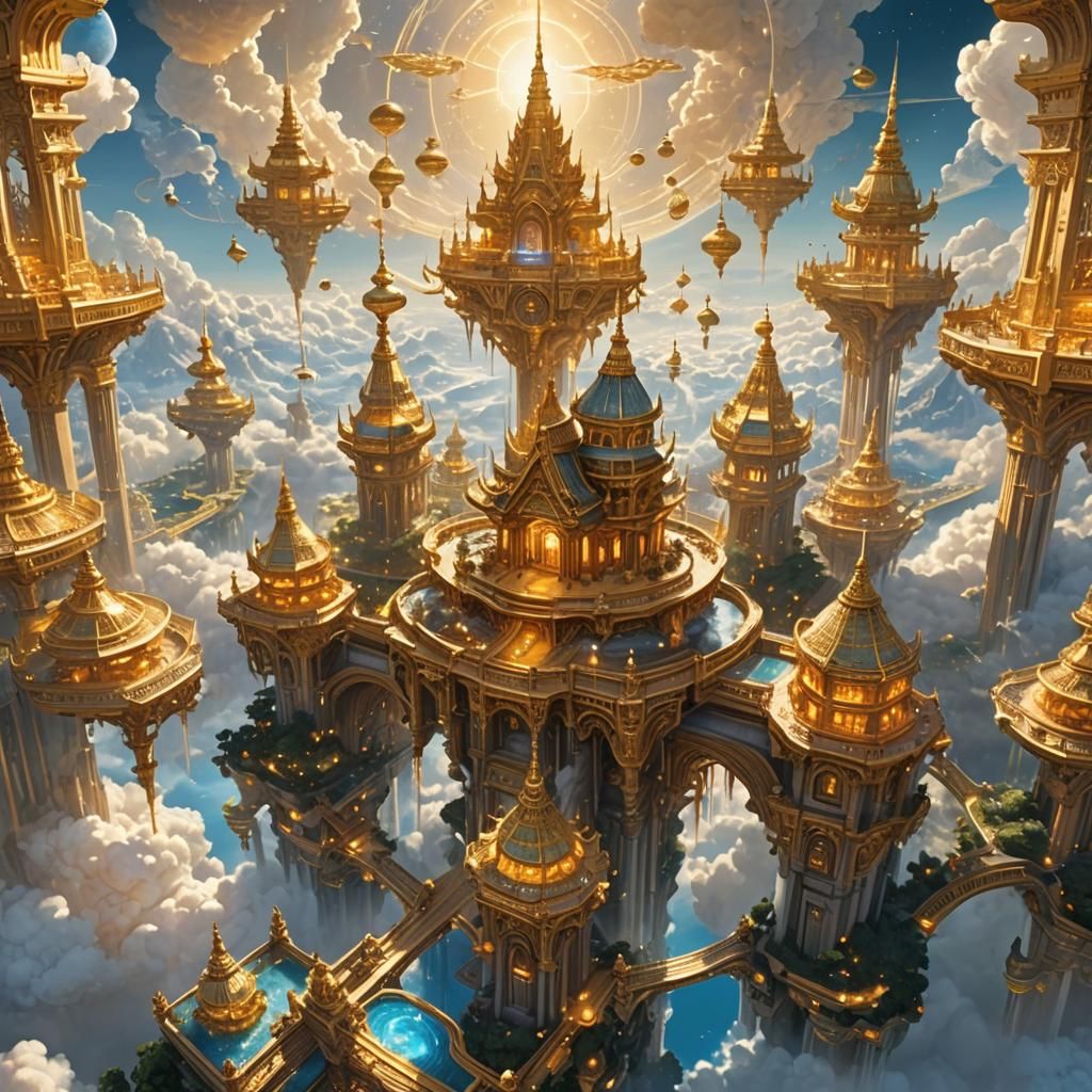 Angelic Celestial Realm Above the Clouds