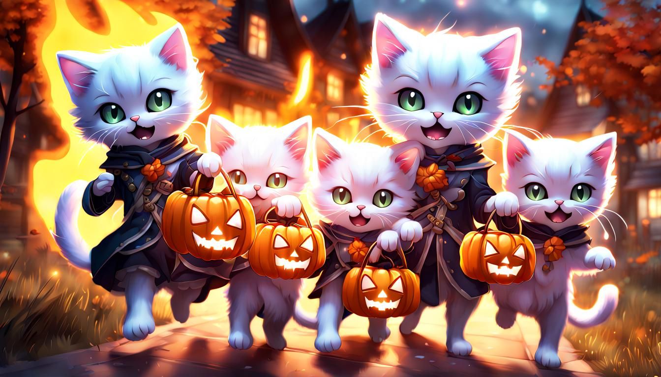 Kittens Trick-or-Treating: Anime Key Visual