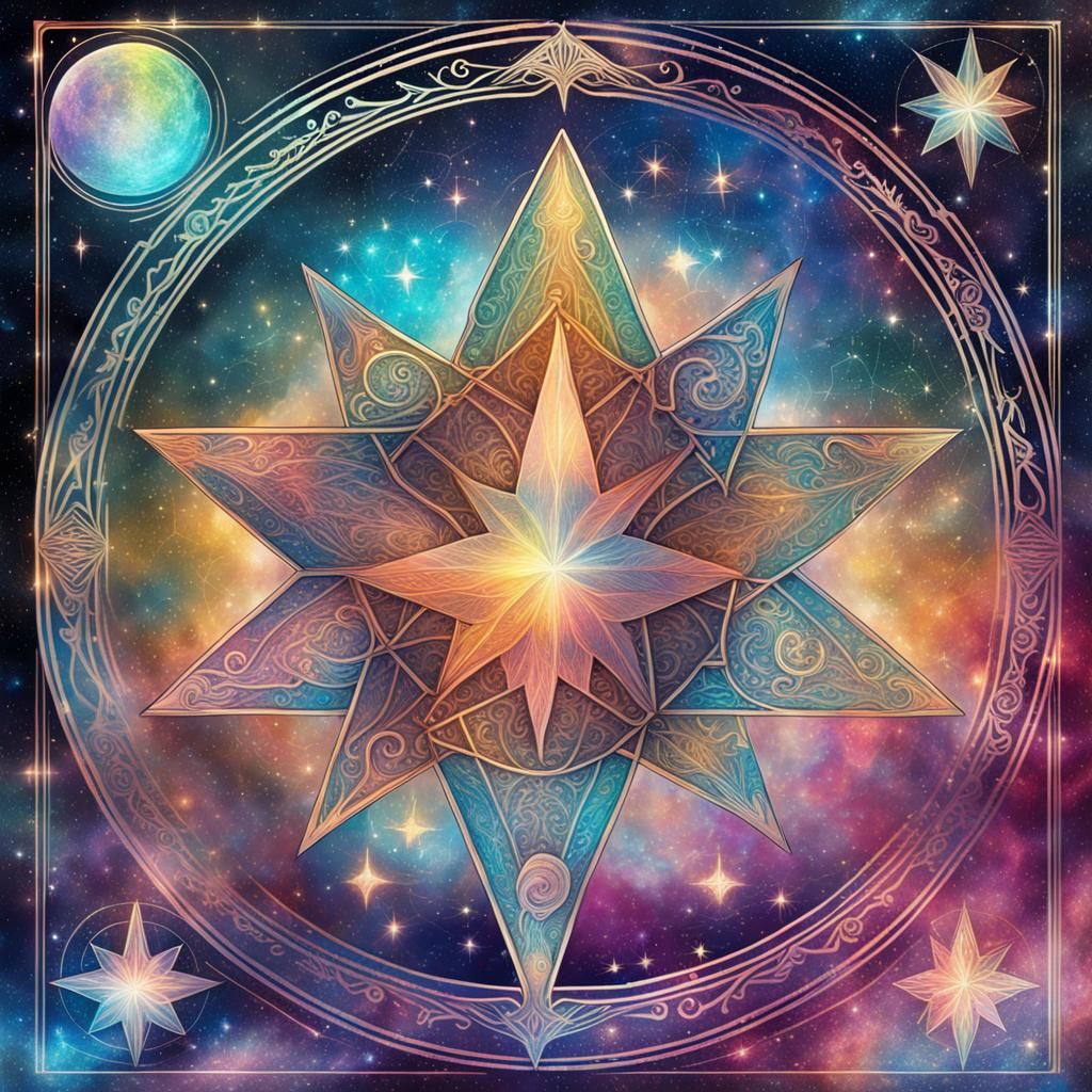 Star Tarot Card: Holographic Astral Illustration