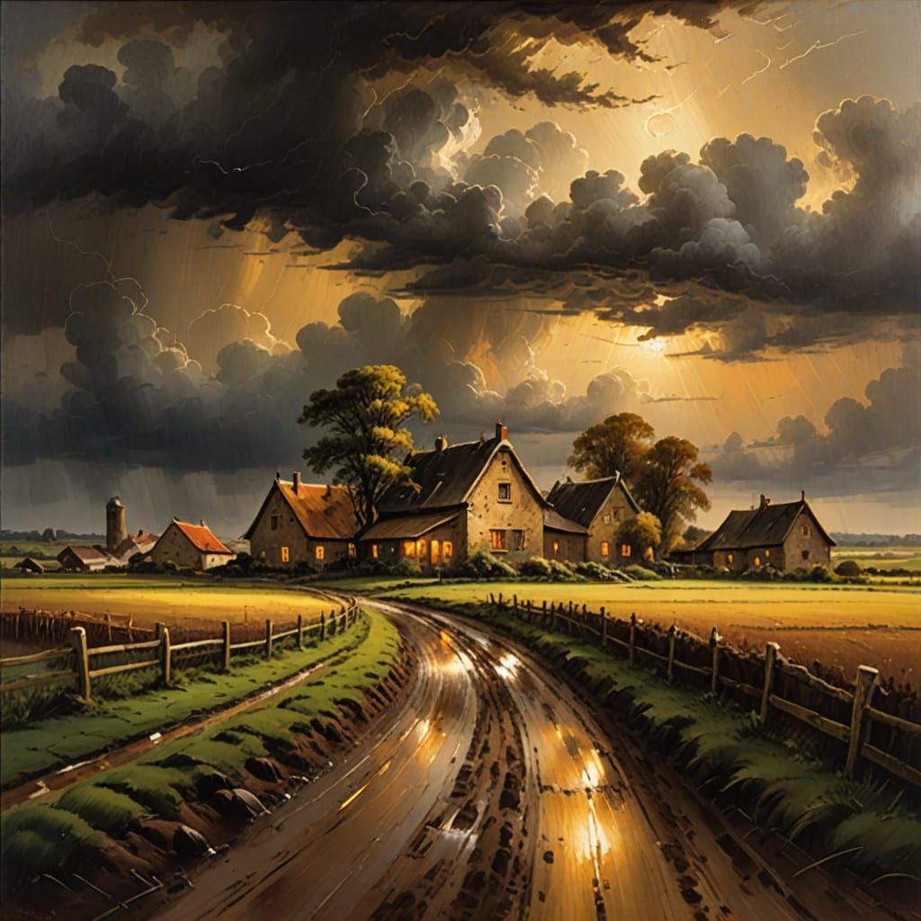 Stormy Farmstead in Dutch Masters Style