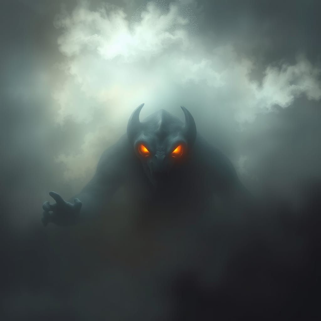 Mystical Fog Monster Emerging from Eerie Mist