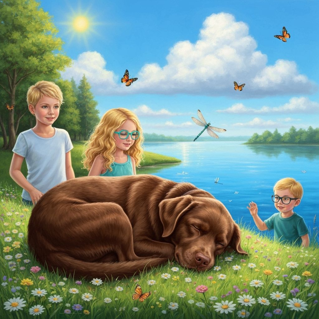 Labrador's Peaceful Meadow Nap: Oil Painting