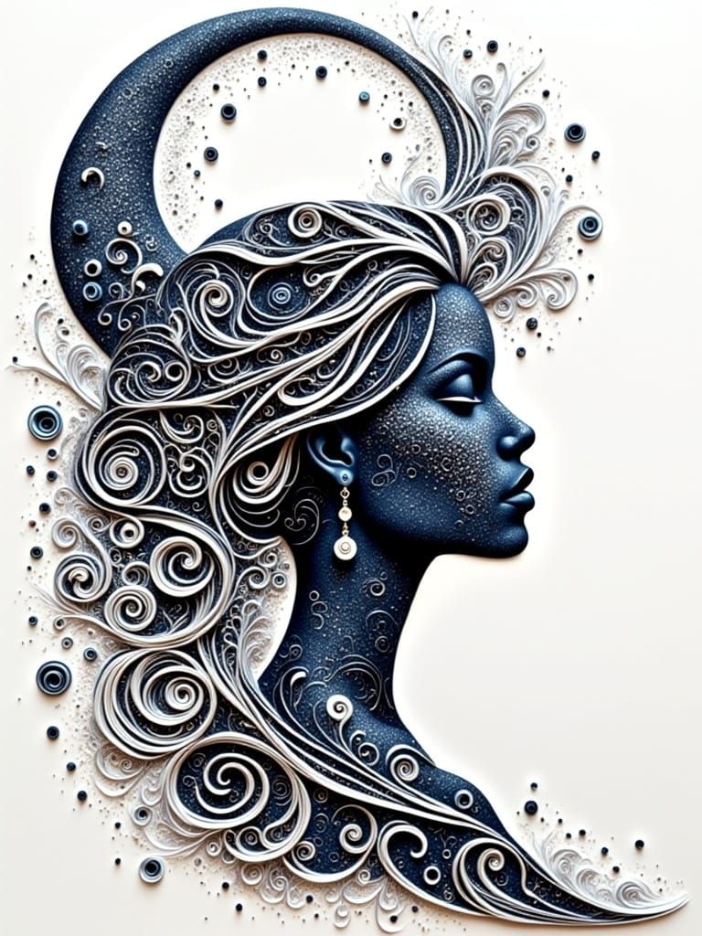 Zentangle  - silhouette of a woman.