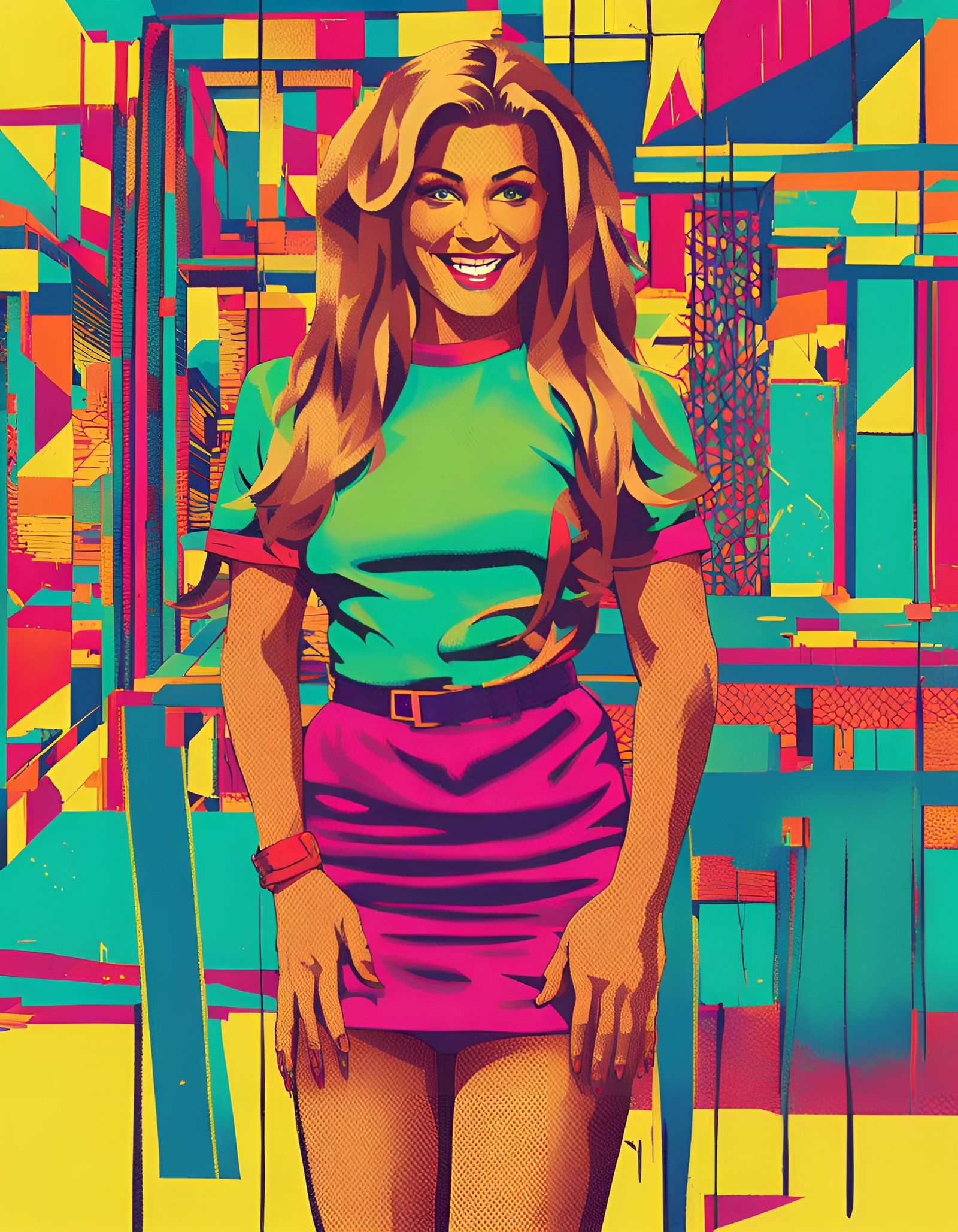 80s Waitress in Pop Art Style