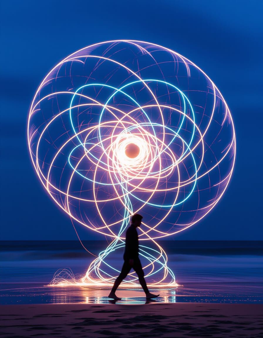 Glowing Curly Whirlingtons on the Beach