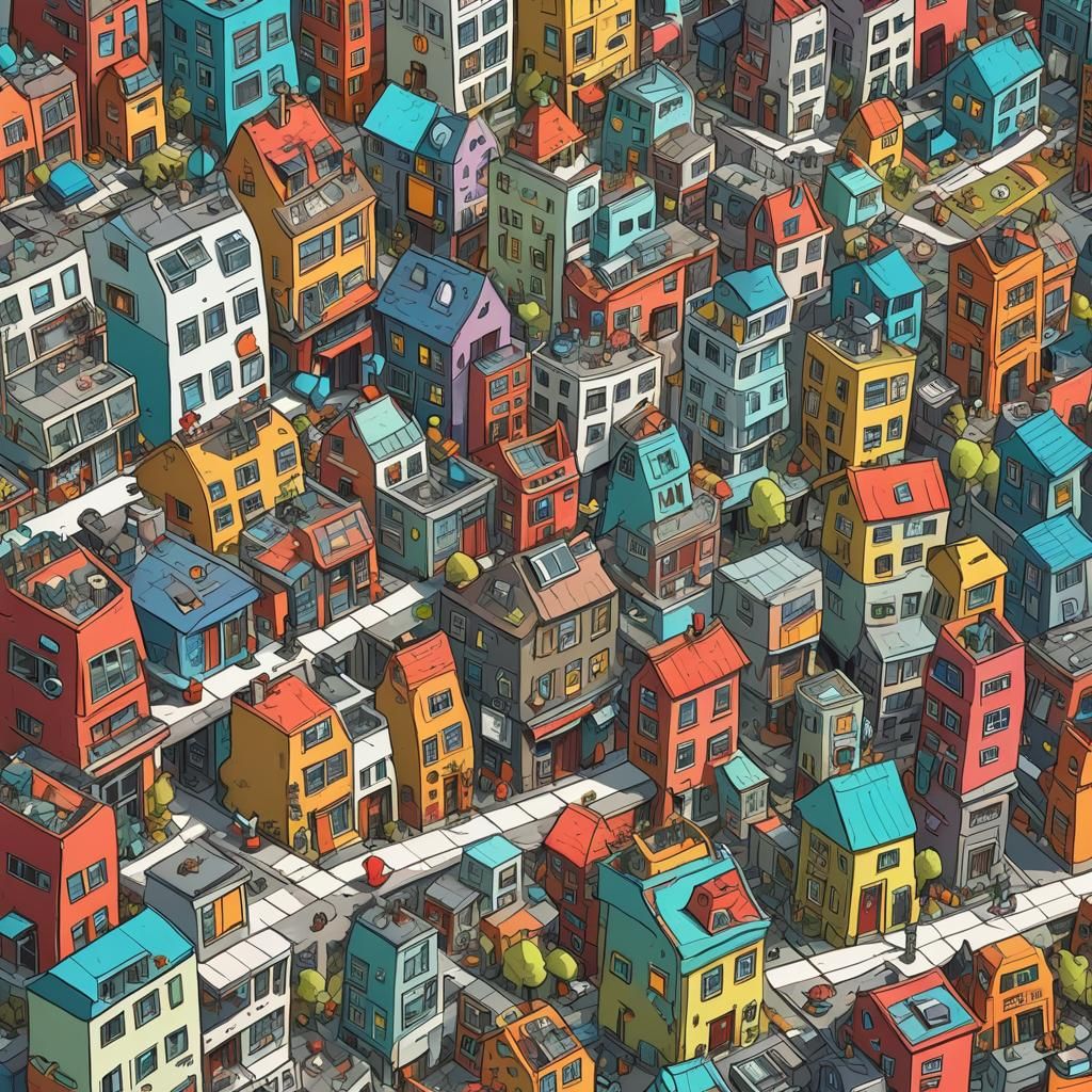 Whimsical Doodle City Concept Art