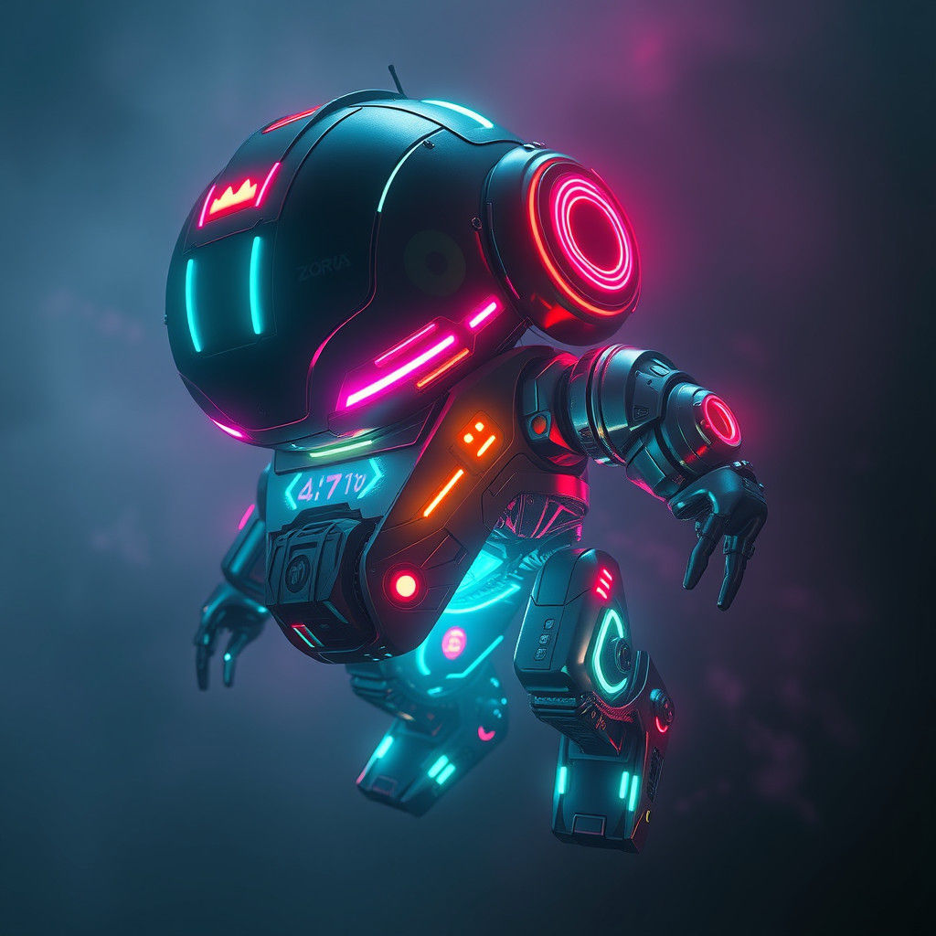 Neon-Lit Futuristic Toy in Industrial Sci-Fi Style