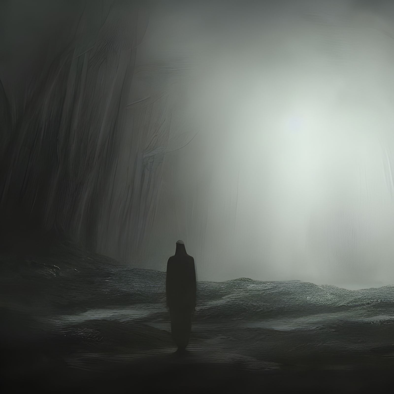 Ethereal Horror Landscape with Lone Figure
