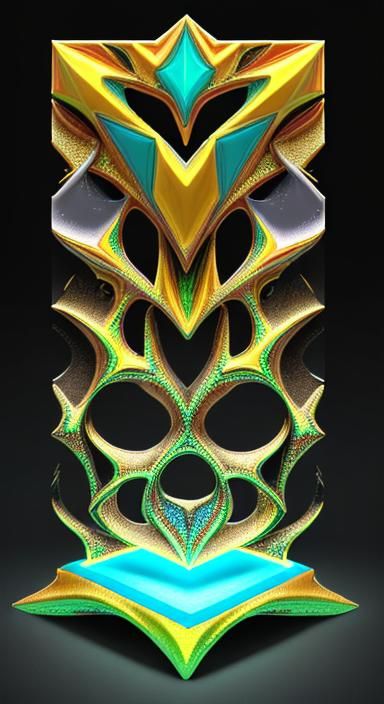 Abstract Vorticism Sculpture in Psychedelic Surrealist Style