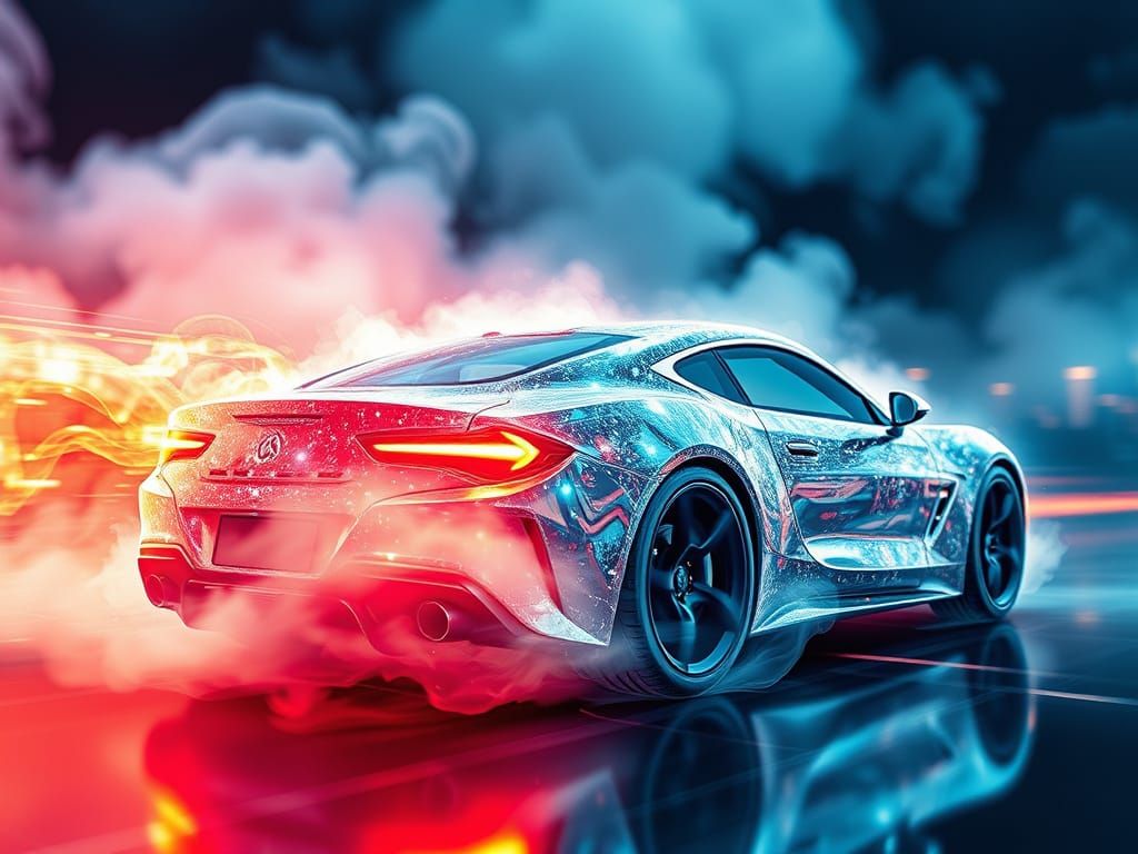 Holographic Car and Crystals Casting Spell in 3D