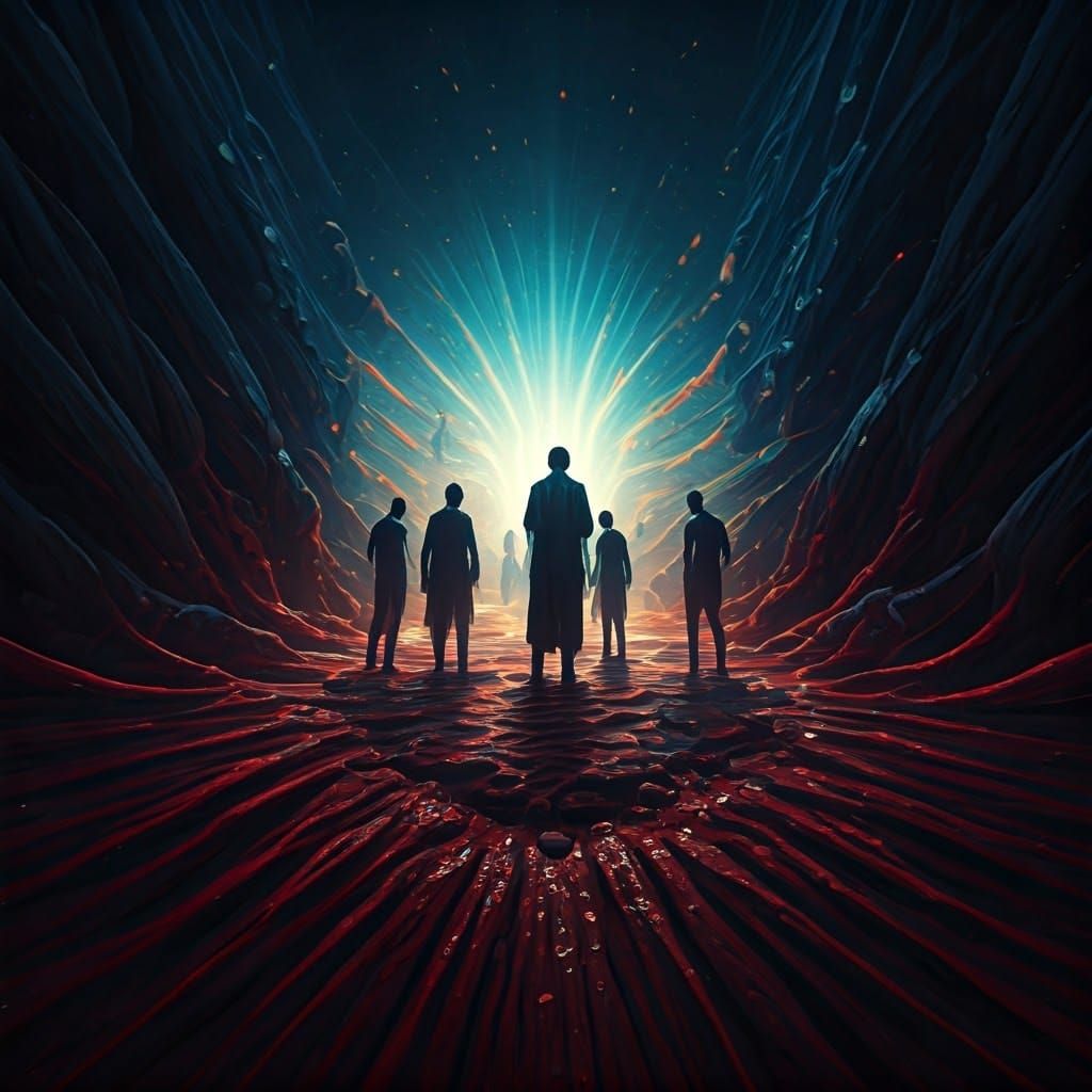 Corrupted Expressionist Figures in Detailed Matte Painting