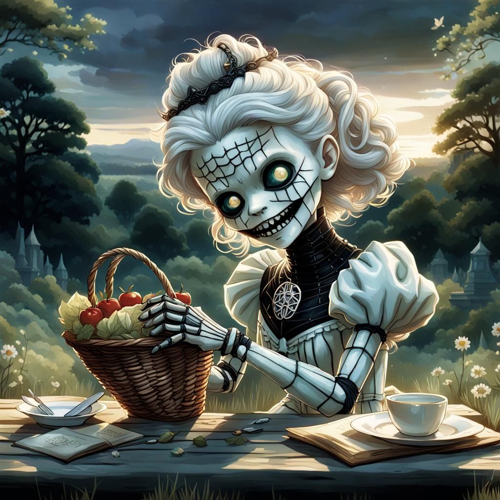 Cottagecore Cenobite Picnic as 3D Digital Art