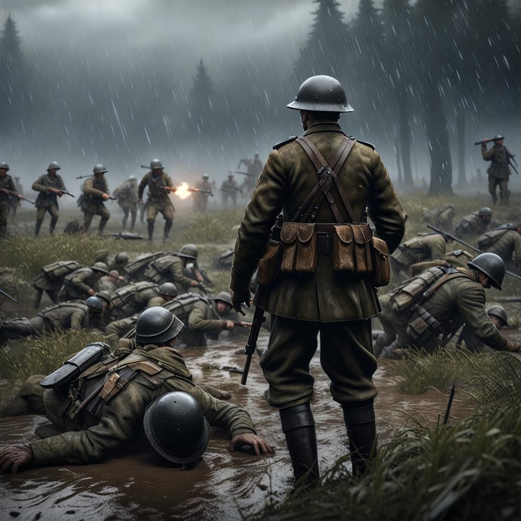 WWI Soldier on Battlefield: 3D Game Cinematic