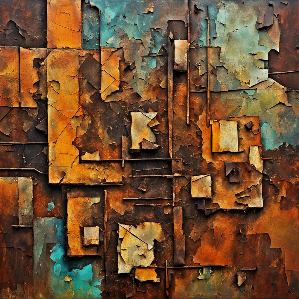 Cubist Abstract Art of Metal Corrosion