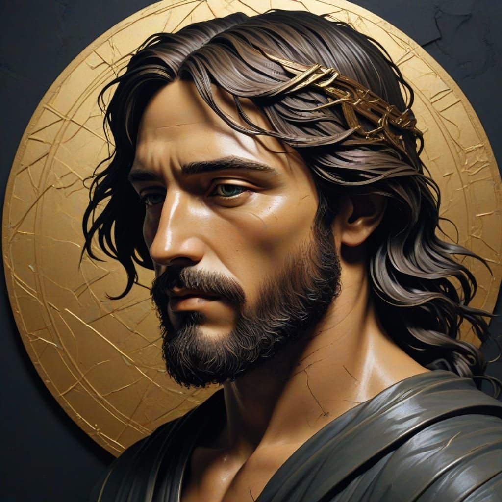 Jesus in Steampunk Ink Painting Style