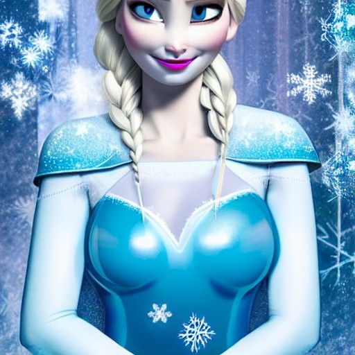 Elsa in Blue Latex Catsuit: Realistic Portrait