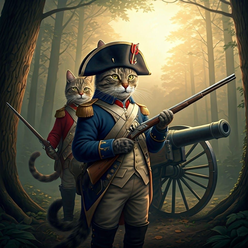 Felines in French and Indian War Military Attire