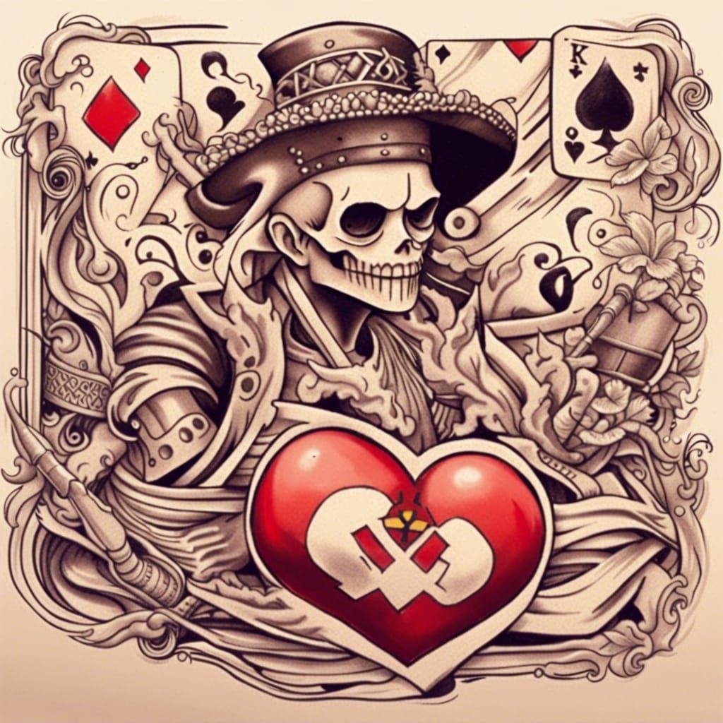 Detailed Tattoo with One Piece Straw Hat