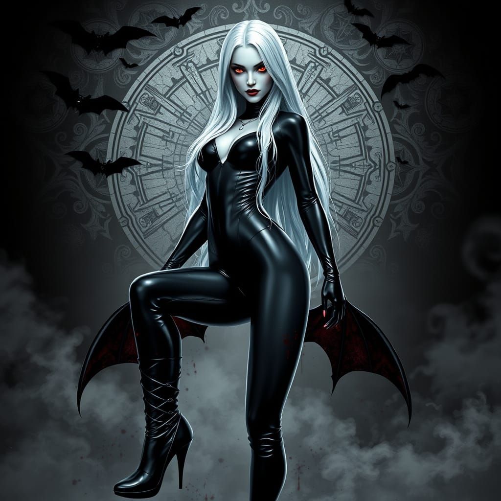 Seductive Vampire Goddess in Dark Fantasy Style