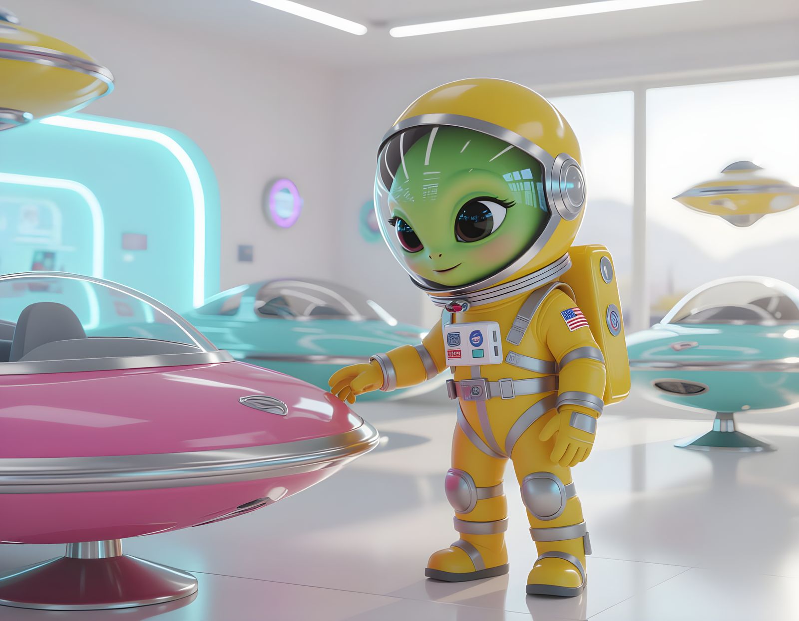 Adorable Alien Chooses Flying Saucer, Pixar Style