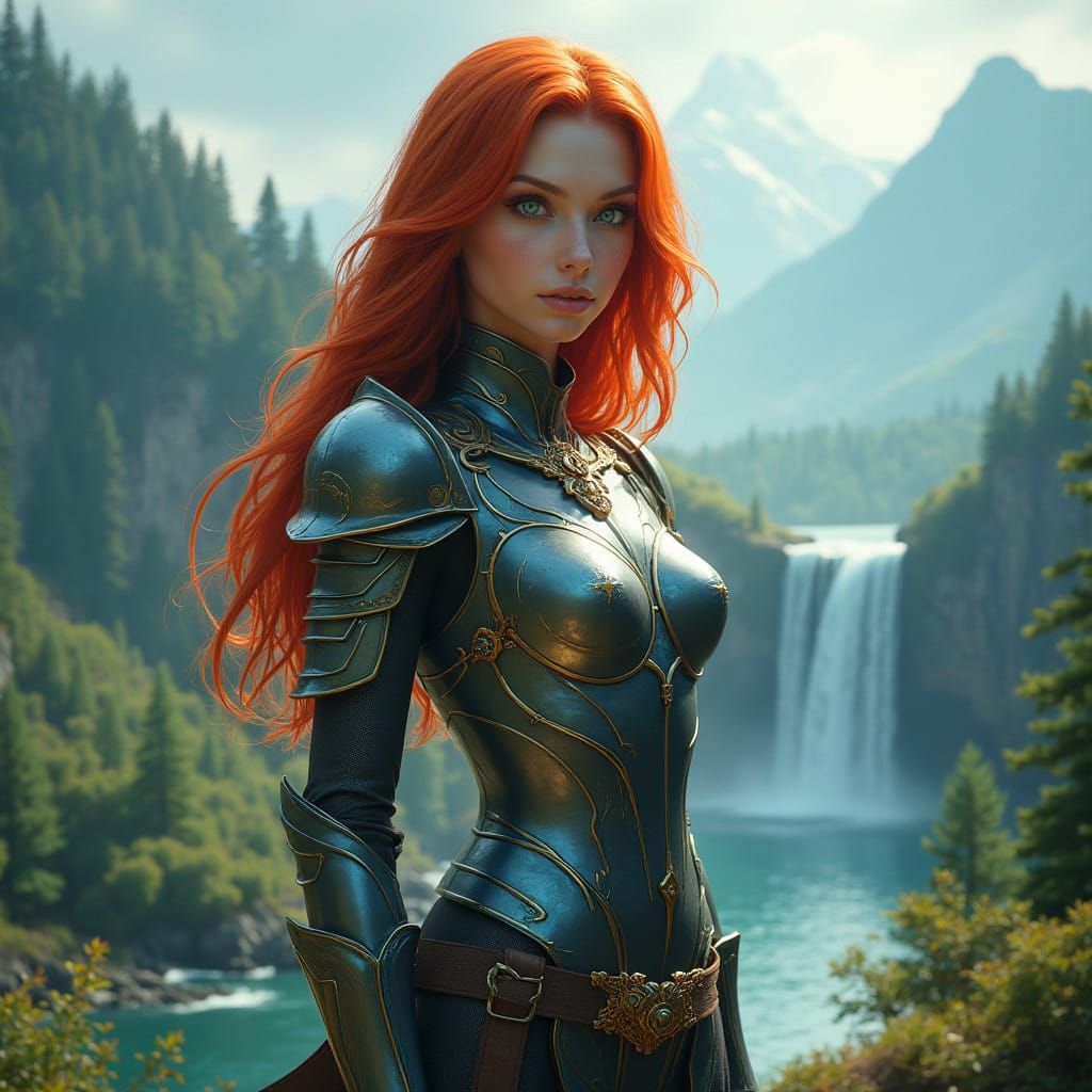 Ethereal Ukrainian Goddess in Shimmering Fantasy Armor