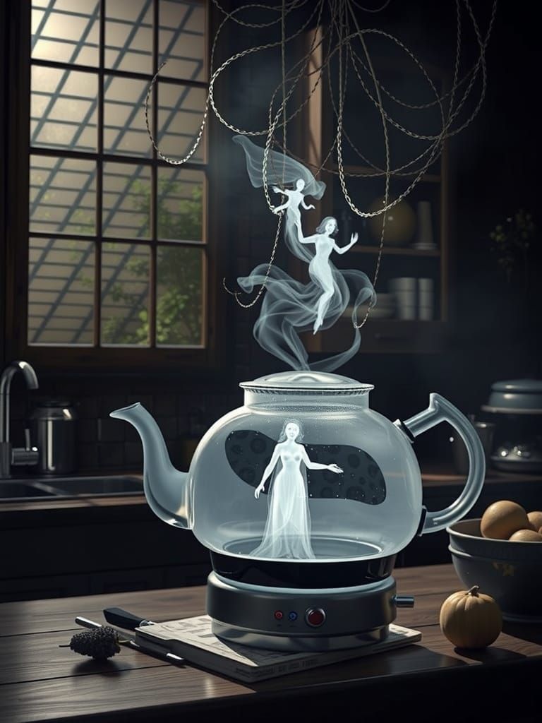 Ethereal Ghost Apparition in Haunted Kettle