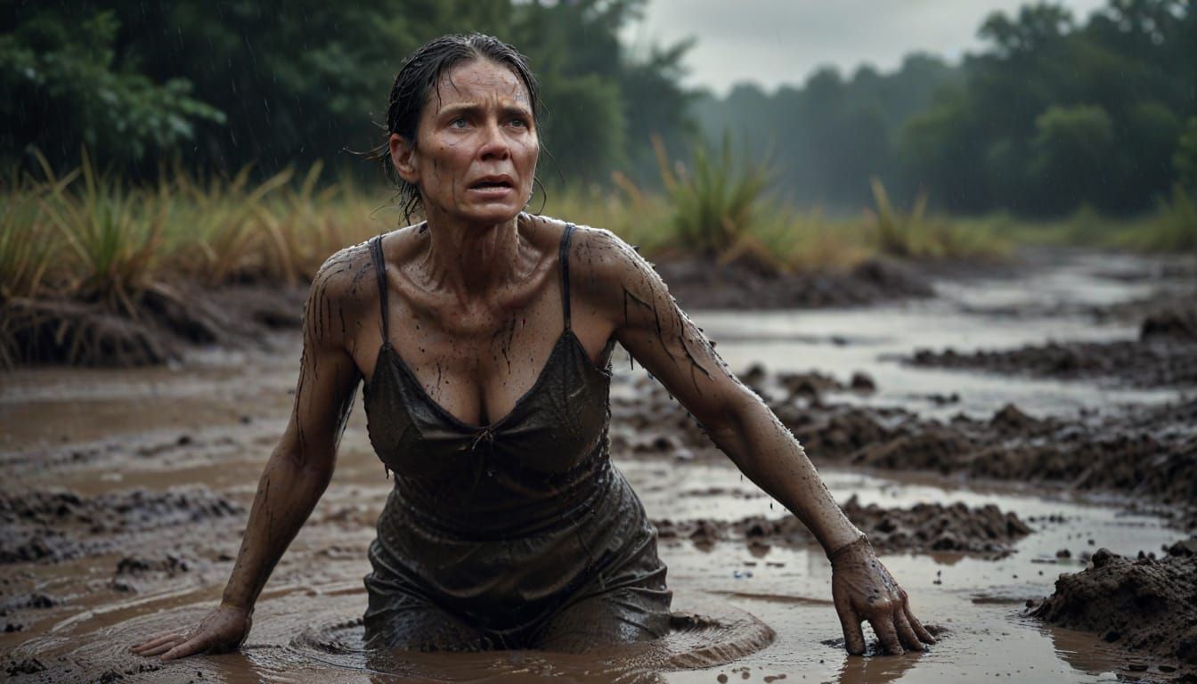 Mature Woman Endures Torturous Mud Bath in Cinematic Realism