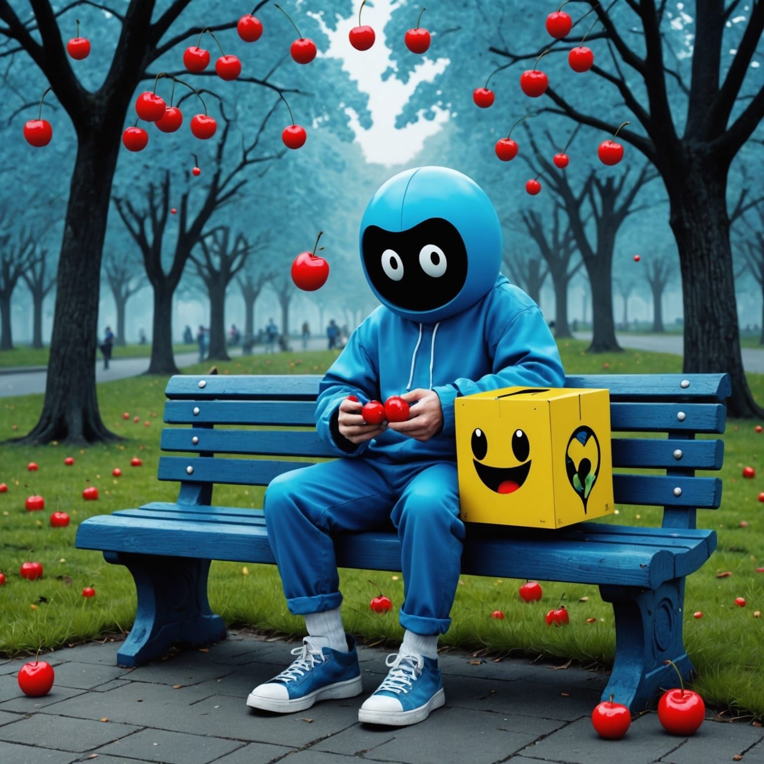 Pacman's Surreal Cherry Feast in Fantasycore Style